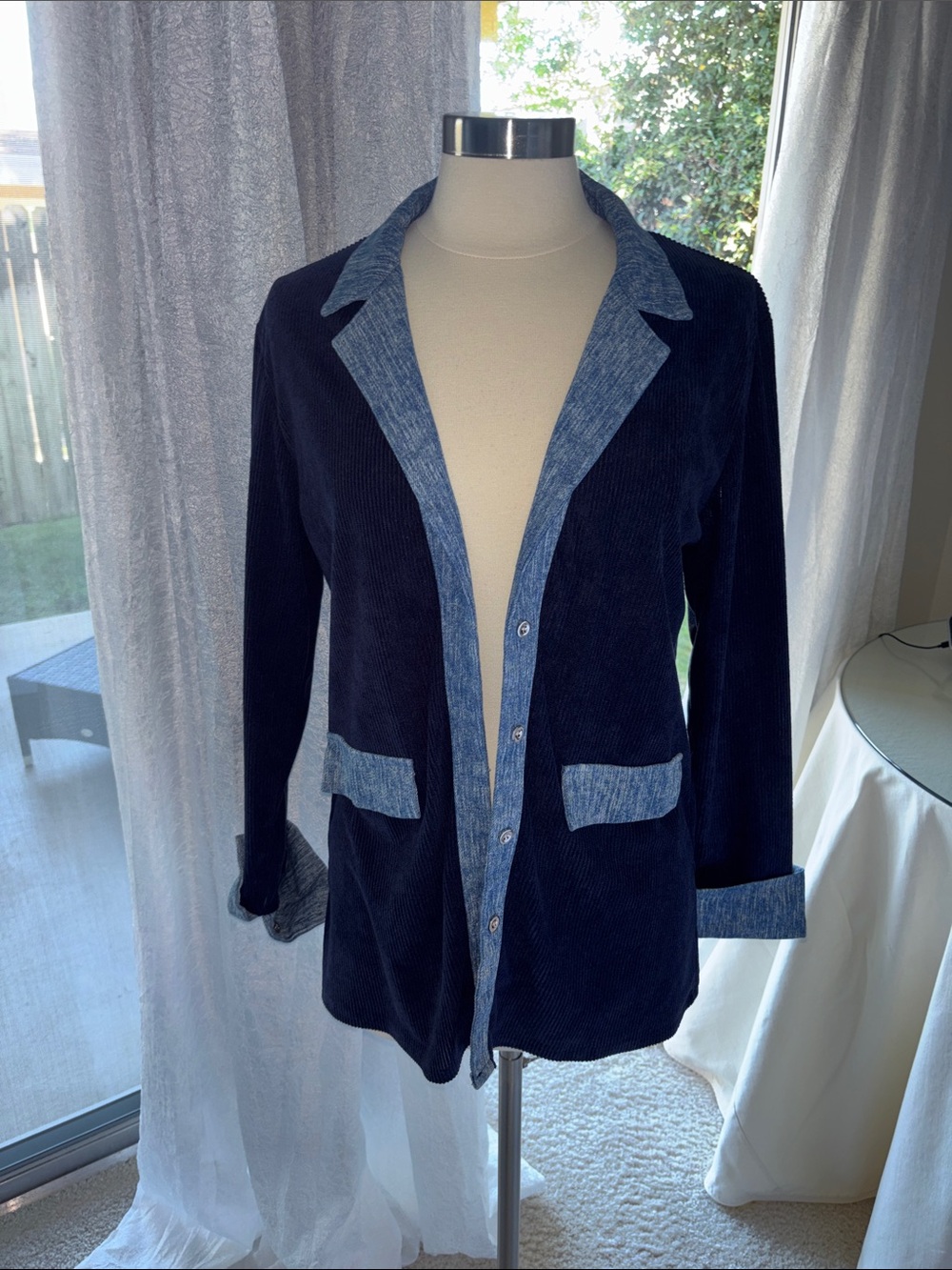Navy Blue Women's Lightweight Jacket with Contrast Trim NWOT